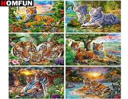 HOMFUN Diy 5d Diamond Painting quotAnimal tiger familyquot Cross Stitch Square Round Diamond Embroidery Handwork Rhinestone Ar4248435