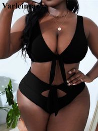 0XL - 4XL Knotted Bikini Large Size Swimwear Plus Size Women Swimsuit Female Two-piece Bikini set Bather Bathing Suit Swim V3627 240527