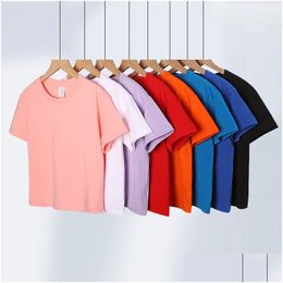 Sublimation Blanks Wholesale 220Gsm Kids Drop Shoder Loose T-Shirt Crop Tops Short Sleeve For Summer Batwing Crewneck Toddler Children Dhvju