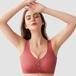 Maternity Intimates Summer thin womens ice silk without beautiful back markings front button integrated underwear maternity bra d240527