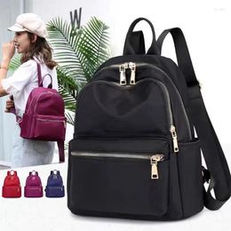 School Bags Black Women Backpack 2024 Nylon Travel Shoulder Bag Soft For Teenage Girls Solid Color Red Pack Purse L34