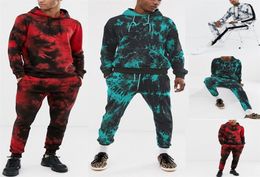 Mens Tie Dye Print Sets Fashion Sport Suit Sweatshirt Top Pants Set 2 Piece Set Tracksuit Streetwear257v9626411