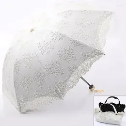 Umbrellas Women Lace Sun Rain Umbrella Fashion Black Coating Sunscreen Sunshade Princess Lady Compact Travel Rainproof Parasol Portable