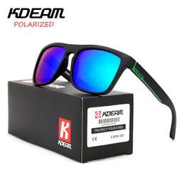CE certification KDEAM Polarised Sunglasses Men Sport Sun Glasses Driving Women Mirror lens Square Frame UV400 With Case KD156 297d