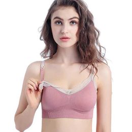 Maternity Intimates Seamless plus size silk free underwear soft and comfortable sports sleep lace maternity care bra d240527