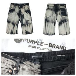 24SS designer purple jeans mens PURPLE BRAND slim fit ripped patch denim shorts cargo jean shorts Retro wash ripped graffiti high quality quarter pants 04