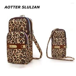 Evening Bags Personality Women Leopard Shoulder Bag Sports Small Arm Trend Girls Cell Phone Pouch 3 Layers Purse Large Capacity Wristband