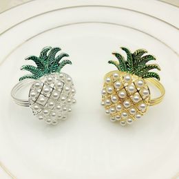 gold silver pineapple with pearls napkin ring wedding holiday decoration family candlelight dinner napkin holder 24 pcs 247f