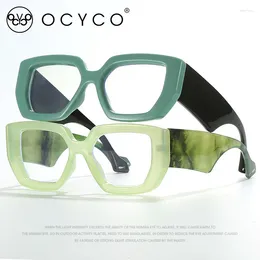 Sunglasses Frames Vintage Square Big Frame Glasses Fashion Wood Female Transparent Optical Green Eyeglasses