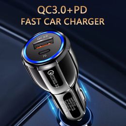 Car Charger Fast Quick Charging PD USB-C QC3.0 Type C Auto Power Adapters For Ipad Iphone 12 13 Pro Max Samsung Lg chargers 2.4A