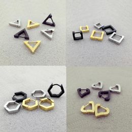 Stud Earrings Alisouy 2 Pieces Fashion Triangle Square Rhombus Heart Stainless Steel Men Women Ear Pierced Push-back Plug