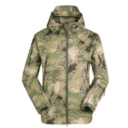 Men's Military Tactical Hiking Jacket Shark Skin Soft Shell Outdoor Hunting Coat Hooded Army Camouflage Outerwear Spring Autumn
