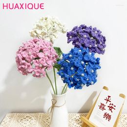 Decorative Flowers Colorful Knitted Woolen Flower Bedroom DIY Decoration Wall Pendant Birthday Party Supplies Gift