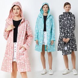 Fashion Women Lightweight Flower Raincoat Poncho Ladies Waterproof Long Rain Coat Adults Outdoor Walking Windproof Rainwear 240527