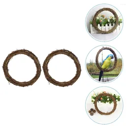 Decorative Flowers 2 Pcs Vine Wreaths Rattan Christmas Hanging Decors Crafting DIY Ring Crafts Floral Frame Grapevine Garland Small