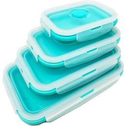 Lunch Boxes Set Of 4 Collapsible Sile Food Storage Container Leftover Meal Box For Kitchen Bento Bpa Microwave Drop Delivery Dh3Gk