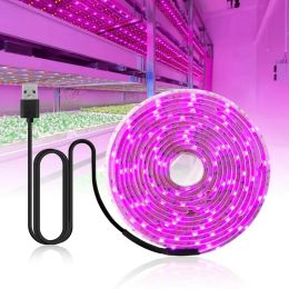 2835 LED RORNY światło Pełne spektrum rośliny Rosnące światło 60LES/M USB 5V Fito Wodoodporna lampa do uprawy cieplarnianej kwiatów warzywnych