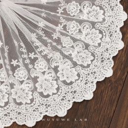 1yard White soft Lace Trim Handmade DIY Doll Clothing Accessories Sewing Wedding Floral Embroidery Lace Fabrics Curtains 23CM