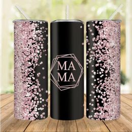 Water Bottles 1pc 20oz Printed Pink Sunlight Pattern And MAMA Text Tumbler Stainless Steel Insulated Cup Mother's Day Gift