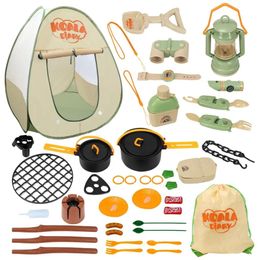 Kids Camping Set With Play Tent 40PCS Outdoor Toy Light Spray Oil Lantern Toys 3 Year Old Indoor 240528