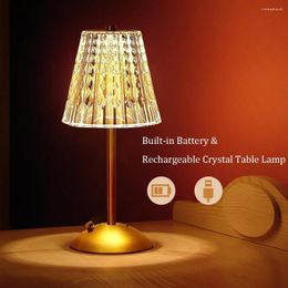 Table Lamps Crystal Lamp Rechargeable Night Light 3Color Dimmable LED Touch Portable Beside For Bedroom Living Room