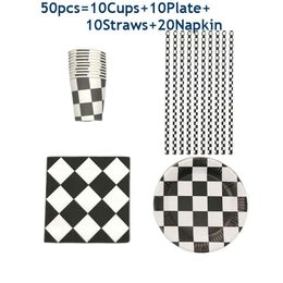 Disposable Dinnerware 50 80 Pcs Racing Car Driving Tableware Birthday Party Set Napkin Cups Plate Straws Boy Decorations 277w
