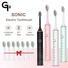 Toothbrush GeZhou Electric Sonic Toothbrush USB Charge N100 Rechargeable Waterproof Electronic Tooth Brushes Replacement Heads Adult Q240528