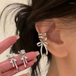Backs Earrings Korean Fashion Kpop Earring Jewellery Girls Ribbon Aesthetics Ear Clips Ballet Style Grace Bow-knot Cuff Women