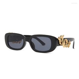 Sunglasses Retro Rectangle Sun Glasses Brand Travel Small Gold Designer Frame Feminino UV400 303s