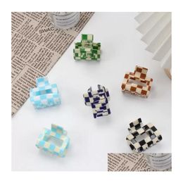 Hair Clips & Barrettes 5Cm Acetic Acid Chequered Black White Colours Plaid Claw For Girls Hairpins Women Bobby Pin Accessories Headwea Dh0Ge