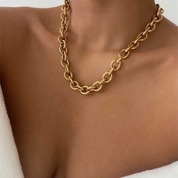 With 18K Gold Statement O Shap Chains Necklaces Women Stainless Steel Jewellery Punk Party Designer Club Ins Rare 220209 258u