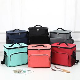 Cooler Bag Two Compartmenrs Insulated Oxford EVA Lining Leakproof Thermal Picnic 240516