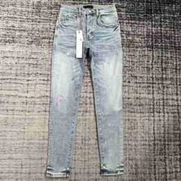 Mens Old Slim Fit Casual Jeans Cool Style Luxury Designer Rock Revival Jeans Biker Pants Broken Hole Clothing Us Size 28-38 Purple Top Quality Jean LW41