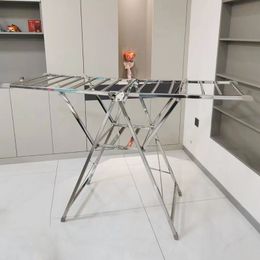 Folding clothes rack, stainless steel thickened indoor balcony, multifunctional clothes rack customization