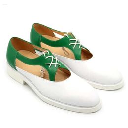 Handmade Spring/summer Sandals Out Hollow Spliced Cowhide for Daily Banquets Large and Small High Heel Flatsole Men' 127