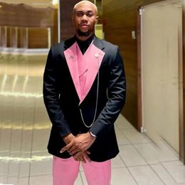 Men's Suits Black Pink Men Wedding Prom Party Suit Single Breasted Blazer Sets Costume Homme Trajes De Vestir Para Hombre 3 Pieces