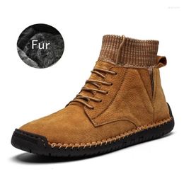 Casual Shoes Men Winter Ankle Boots 2024 Fashion Man Snow Suede Leather Outdoor Sneakers Chaussure Homme 39-48