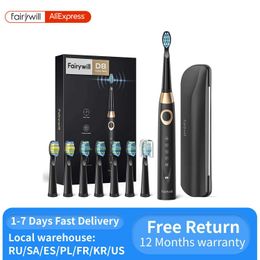 Toothbrush Fairywill Electric Toothbrushes for Adults Kids 5 Modes Smart Timer Rechargeable Whitening Sonic Toothbrush with 8 Brush Heads Q240528