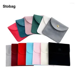 Storage Bags StoBag 20pcs Velvet Jewelry Small Button Gift Ring Earrings Packaging Dustproof Portable Pocket Organizer Pouches