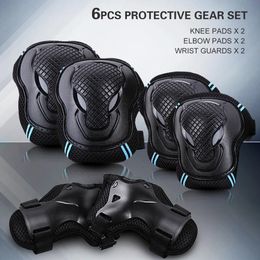 6PCS Kids Teens Adults Knee Pads Elbow Pads Wrist Guards Safety Protective Gear Set for Skateboard Cycling Riding Roller Skating 240528