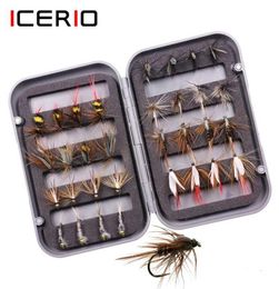 ICERIO 32pcsBox Trout Fly Fishing Assorted Flies Kit Nymph Dry Wet Flies Fishing Fly Lure Bait 2201077401546