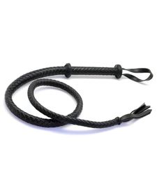 Black PU Faux Leather handmade bull whipFlirting Spanking horse flogger Fetish Bondage Erotic Sex Toy whip For Couple Slave Game7559531