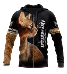 Men039s Hoodies Sweatshirts Abyssinian Cat Pattern 3D Full Printed Men Zipper Hoodie Unisex Casual Harajuku Sweatshirt Autumn6169092