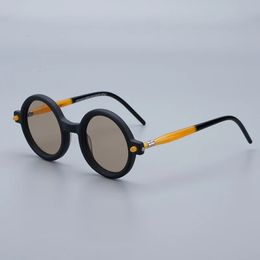 Germany Luxury Brand Sunglasses Retro Vintage Round Acetate Men Glasses Women Fashion Big Face Solar Eyeglasses Lens 240428