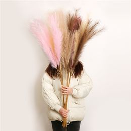 122cm Fake Pampas Grass Decor Vase Fillers Everlasting Flower Decorations Centrepieces Wedding Arch Flower Dusty Pink Faux Reeds