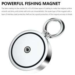 N52 Strong Neodymium Fishing Magnet Double Side Double Ring Search Magnet Hook Super Power Salvage Magnetic