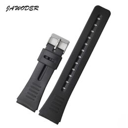 JAWODER Watchbands 18 20 22mm Black Silicone Rubber Watch Band Strap Pin Buckle for Casio Sports Watch Straps245g 243Y