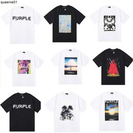 T-shirts Purple Designer Mens Purple Brand Men Womens European and American Loose Street Purple Size S/m/l/xl