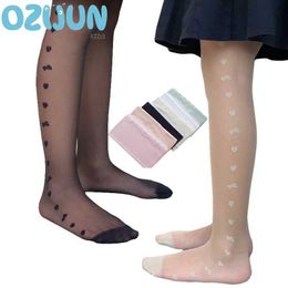 Kids Socks Summer Children Girls Stockings Sheer Silk Ballet Stockings Transparent Pantyhose Candy Color Love Heart Bow Tie Six Color Y240528