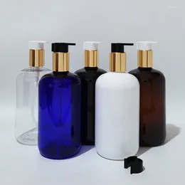 Storage Bottles 10pc 500ml High Quality Lotion Pump White Cosmetic Container With Gold Aluminium Refillable Shampoo Bath Gel Bottle